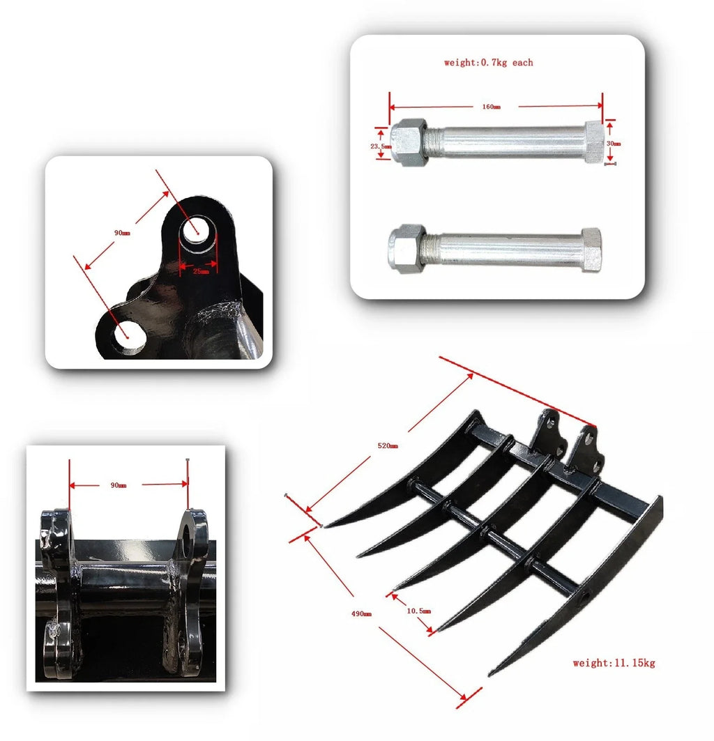 TYPHON Attachment Rake Attachments Tools for Mini Excavators Excavator