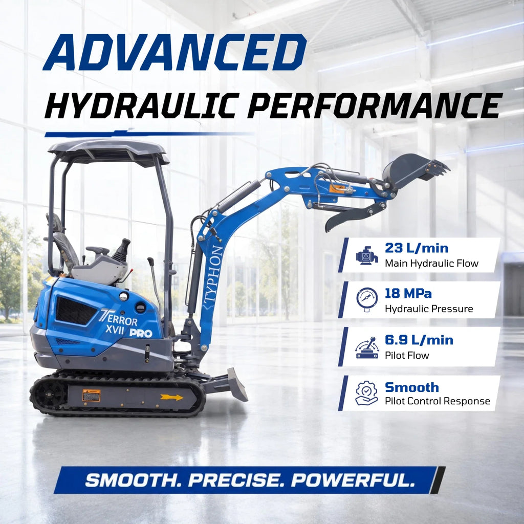 TYPHON TERROR XVII PRO 3800lb Mini Excavator Kubota D902 EPA Diesel Engine USA