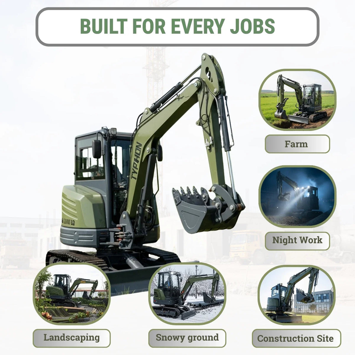 TYPHON KUVUO 4.0 Mini Excavator with Boom Swing Full Hydraulic Control AC/Heat