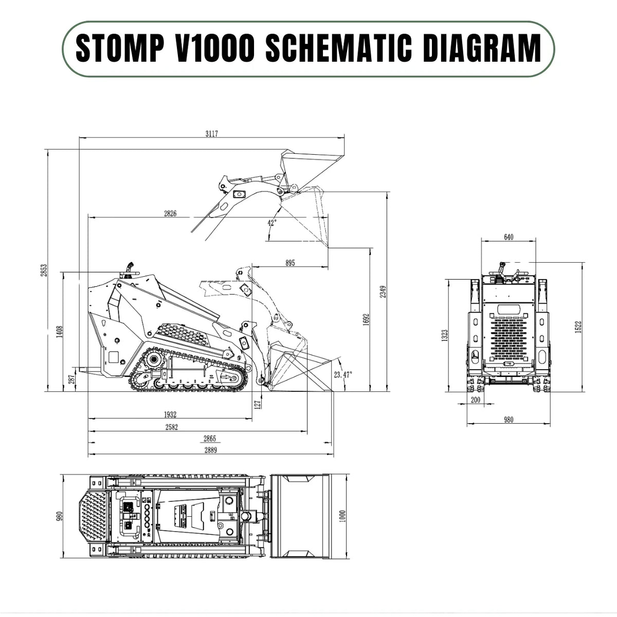TYPHON Stomp V1000 Kubota D1105 Diesel 24.4hp Skid Steer Hydraulics Full Control