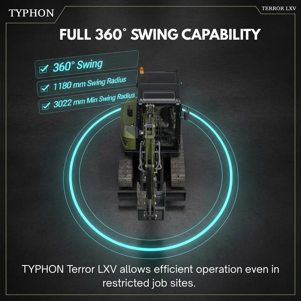 TYPHON TERROR LXV 6.6 Ton Excavator Kubota V2607 57HP AC Heater Cabin Boom Swing