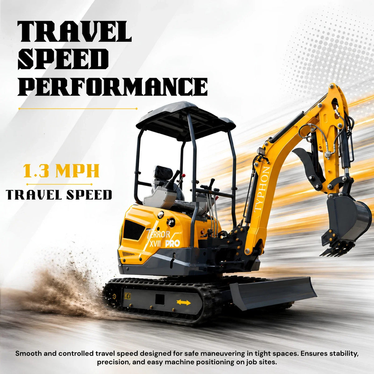2026 TYPHON Terror XVII Pro 3800lbs Mini Excavator Kubota D902 Engine Side Swing