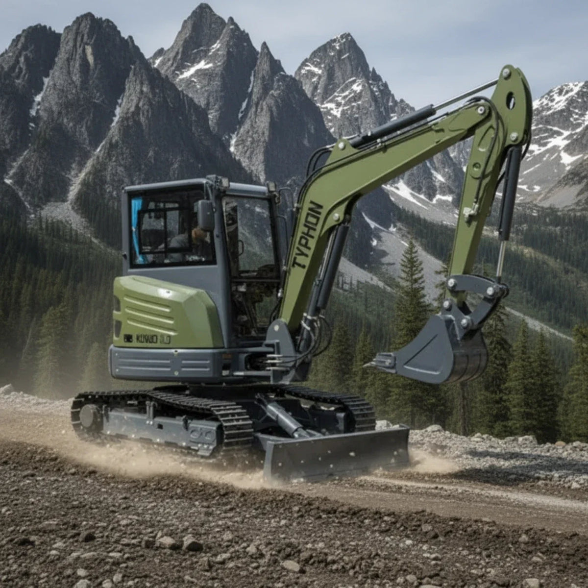 TYPHON KUVUO 4.0 Mini Excavator with Boom Swing Full Hydraulic Control AC/Heat