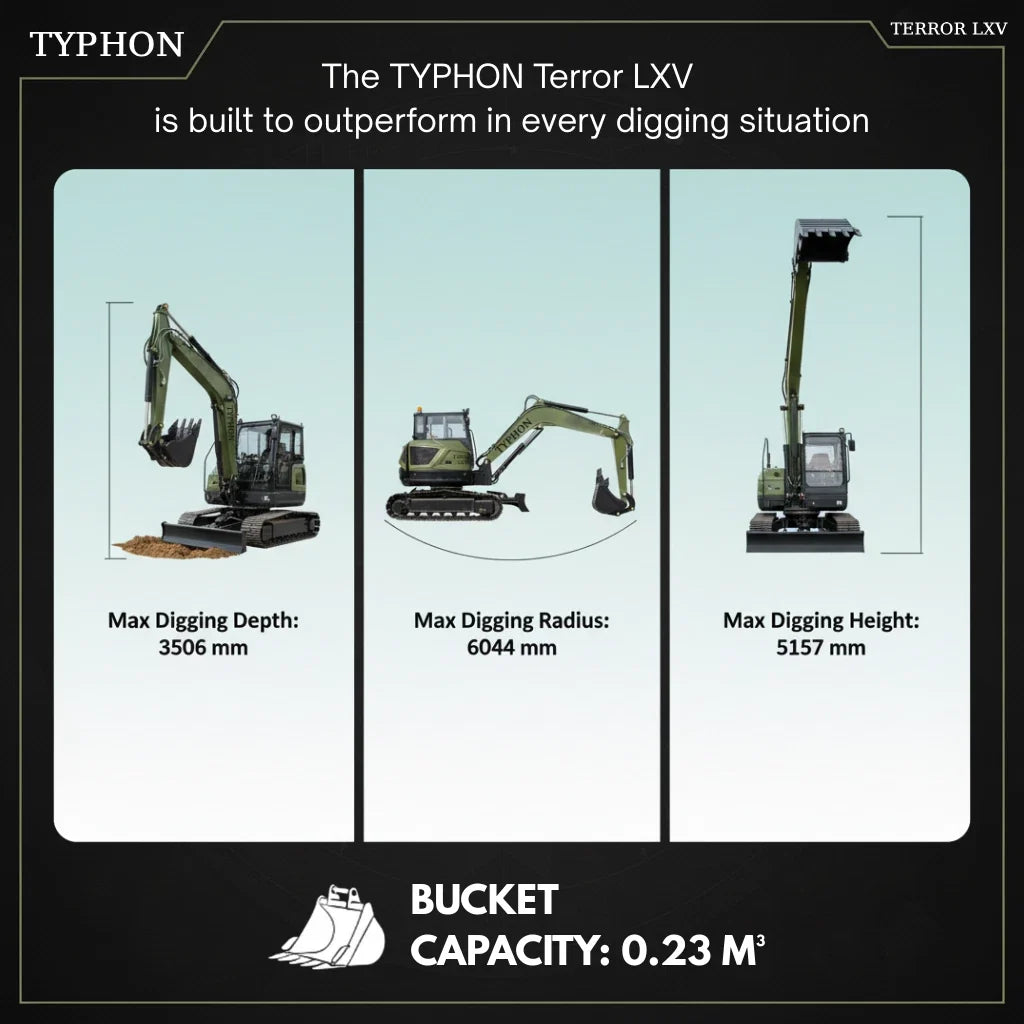 TYPHON TERROR LXV 6.6 Ton Excavator Kubota V2607 57HP AC Heater Cabin Boom Swing