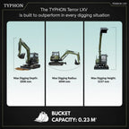 TYPHON TERROR LXV 6.6 Ton Excavator Kubota V2607 57HP AC Heater Cabin Boom Swing