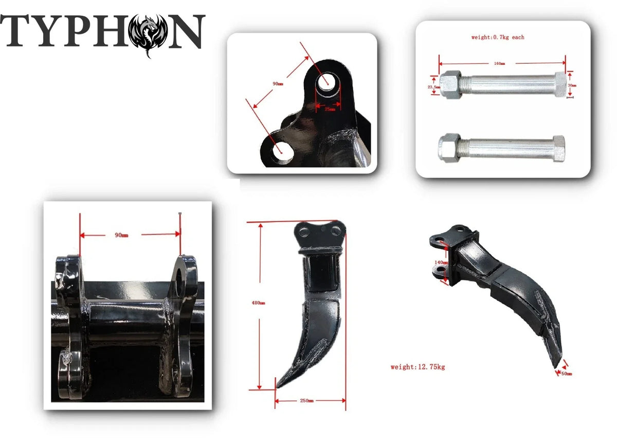 TYPHON Attachment Ripper Attachments Hooks for Mini Excavators Excavator
