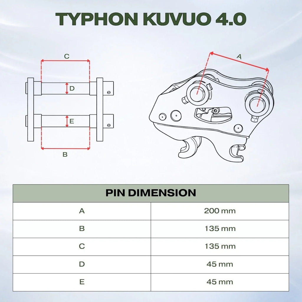 Quick Hitch Coupler Attachment for TYPHON KUVUO 4.0 Mini Excavator